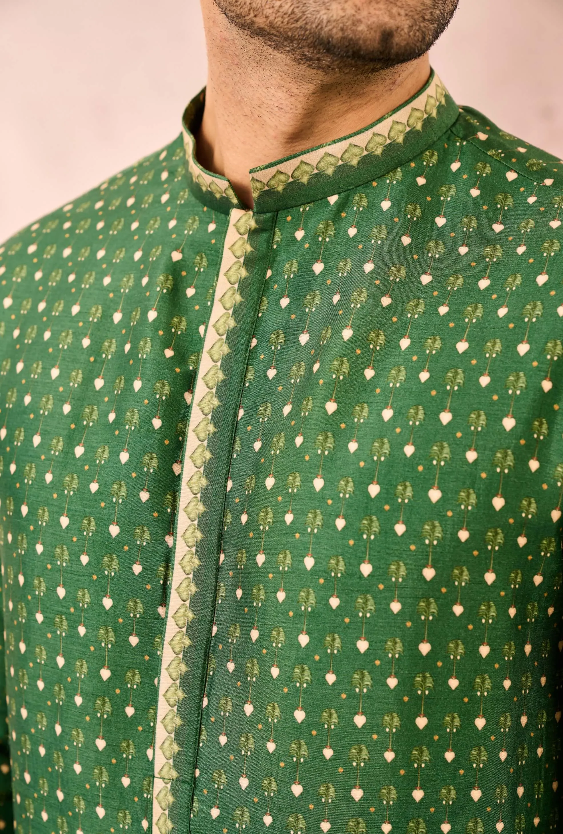 Green tree of hearts kurta and pant