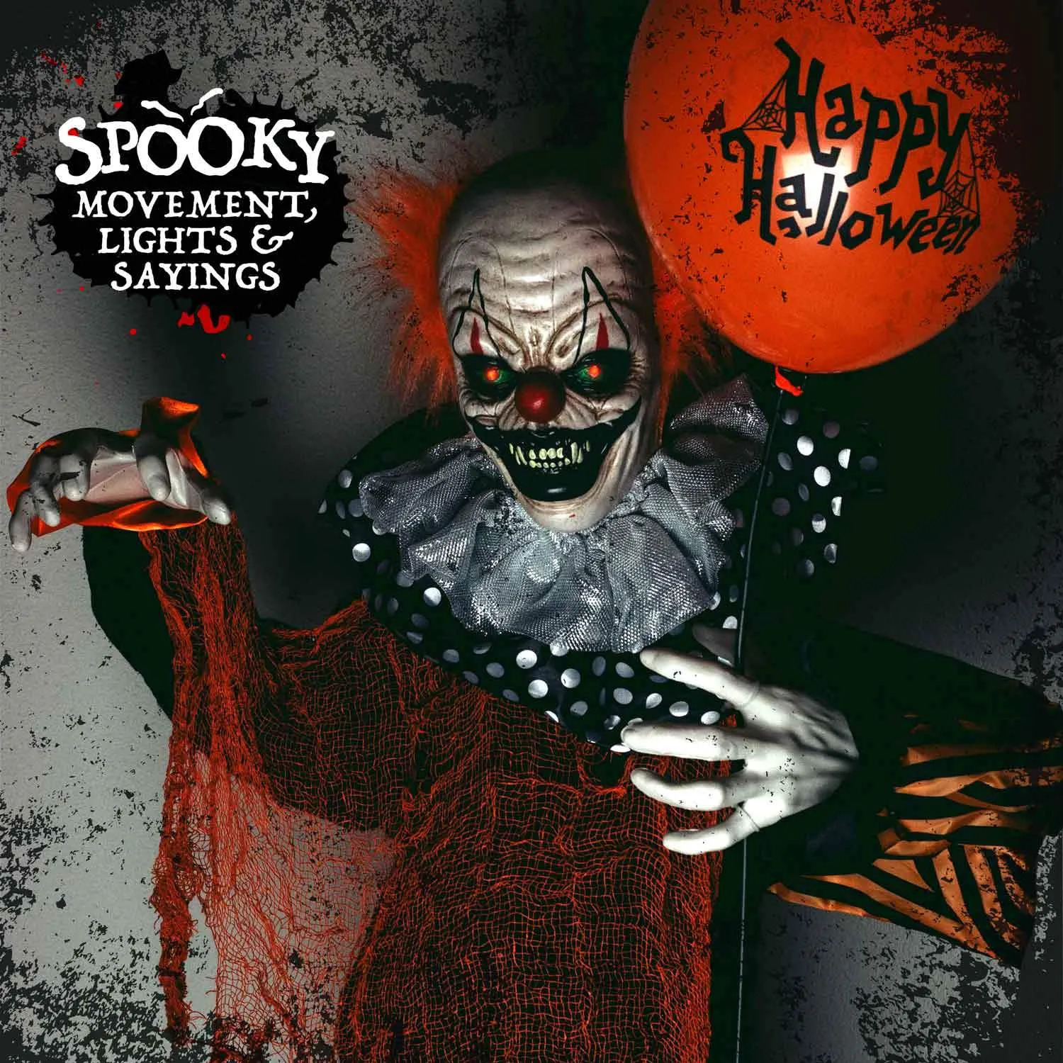 Halloween Animatronics Sound-Activated Clown with Balloon Decoration