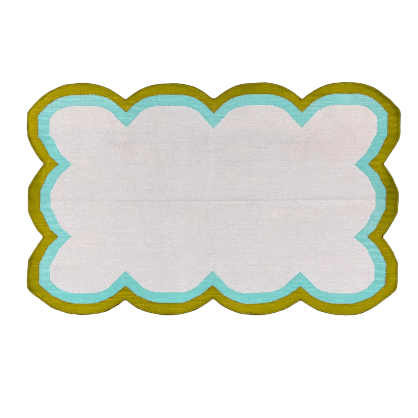 Handmade Scalloped Cotton Rug - Beige/Olive