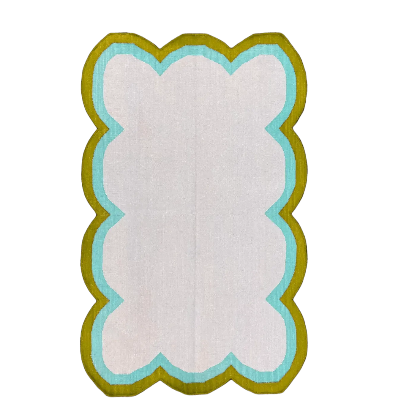 Handmade Scalloped Cotton Rug - Beige/Olive