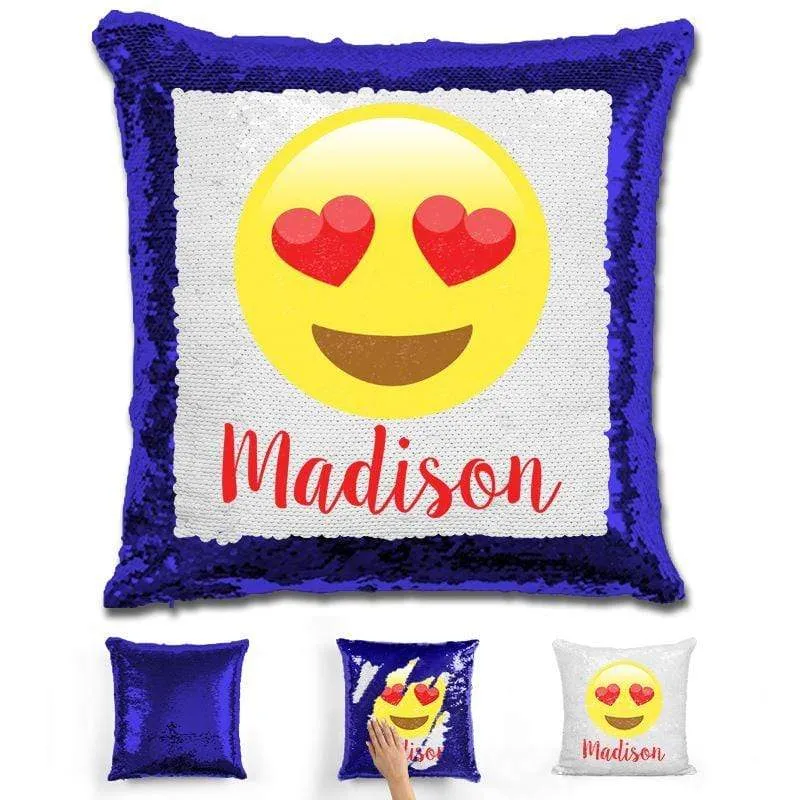 Heart Eyes Emoji Personalized Magic Sequin Pillow
