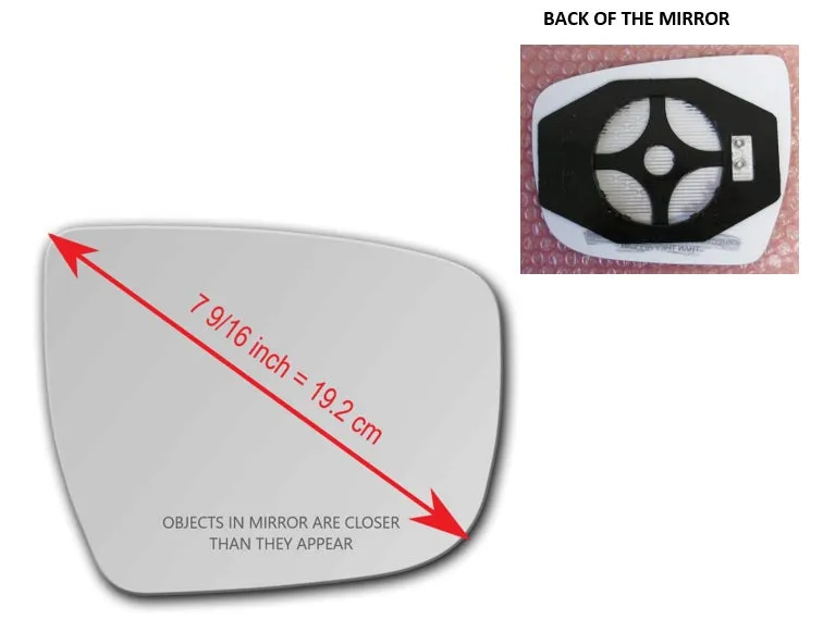 Heated Mirror Glass With Plastic Backing Plate Attached for Nissan Juke 2015 - 2017