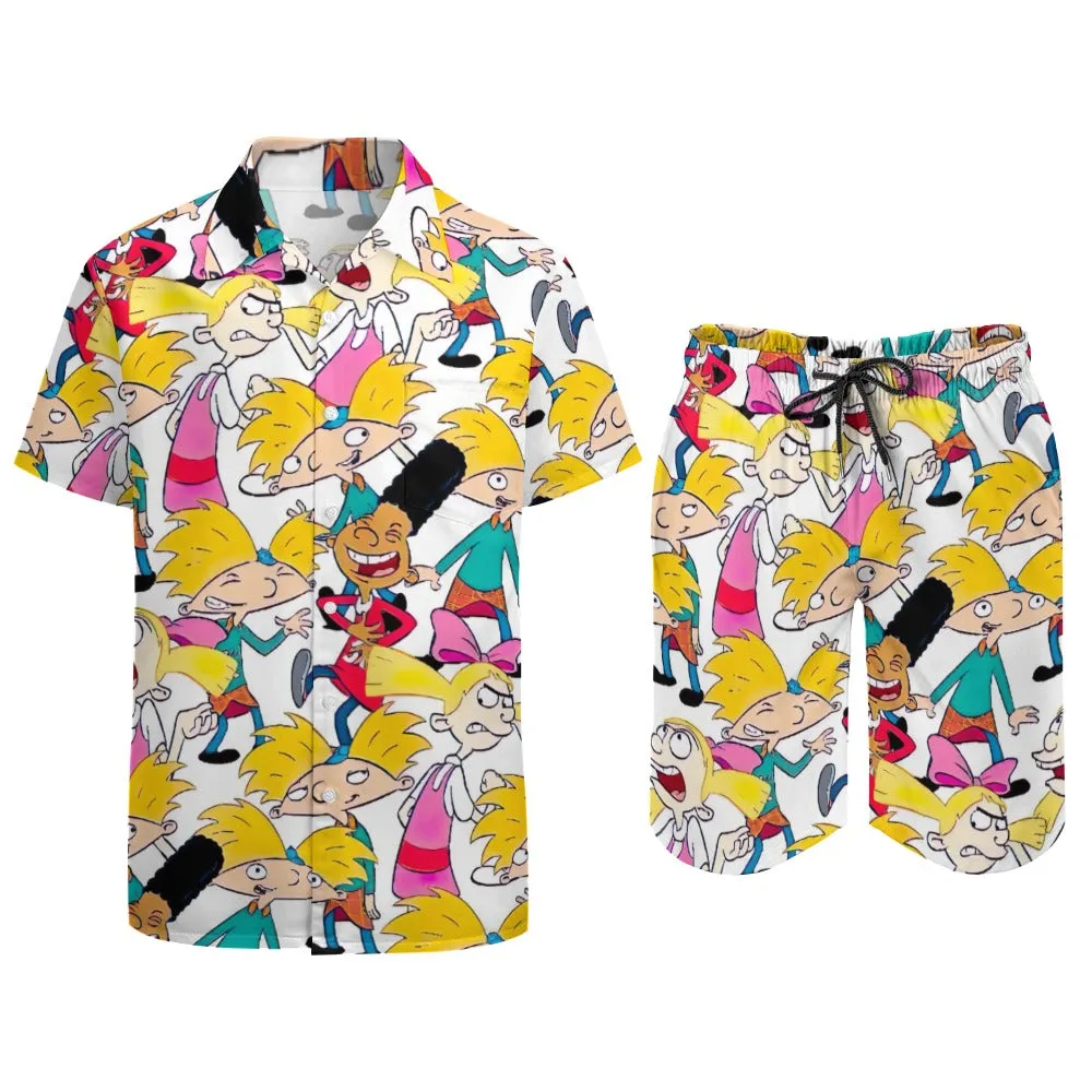 Hey Arnold! White Pattern Leisure Beach Suit