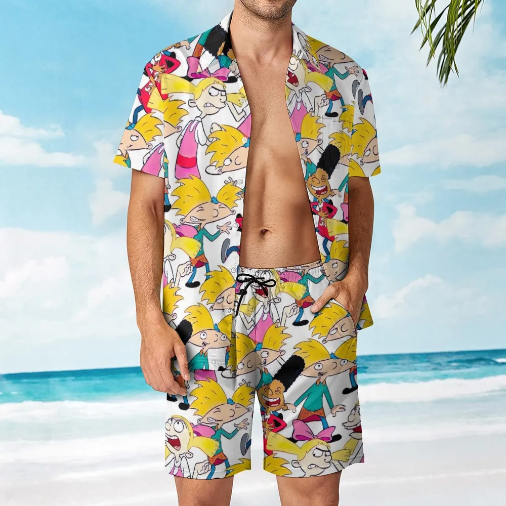 Hey Arnold! White Pattern Leisure Beach Suit