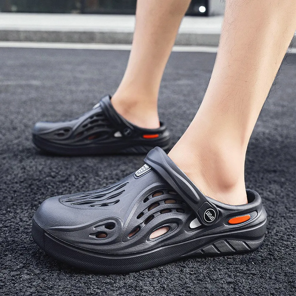 High Quality Black Wave Style Summer Sandals Classic Outdoor Non-slip Slippers. Size (44/45)