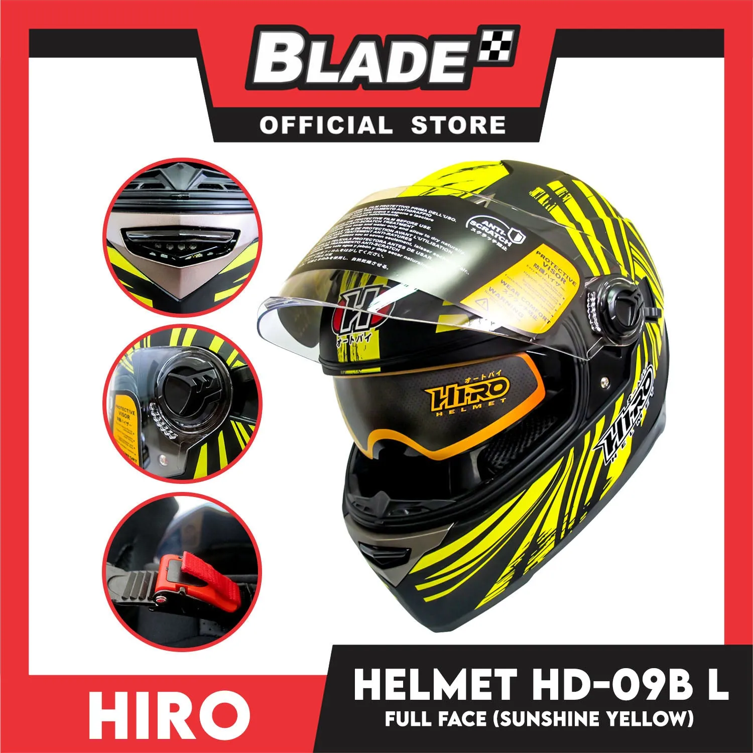 HIRO Helmet HD-09B Sunshine Yellow (Full face) Large