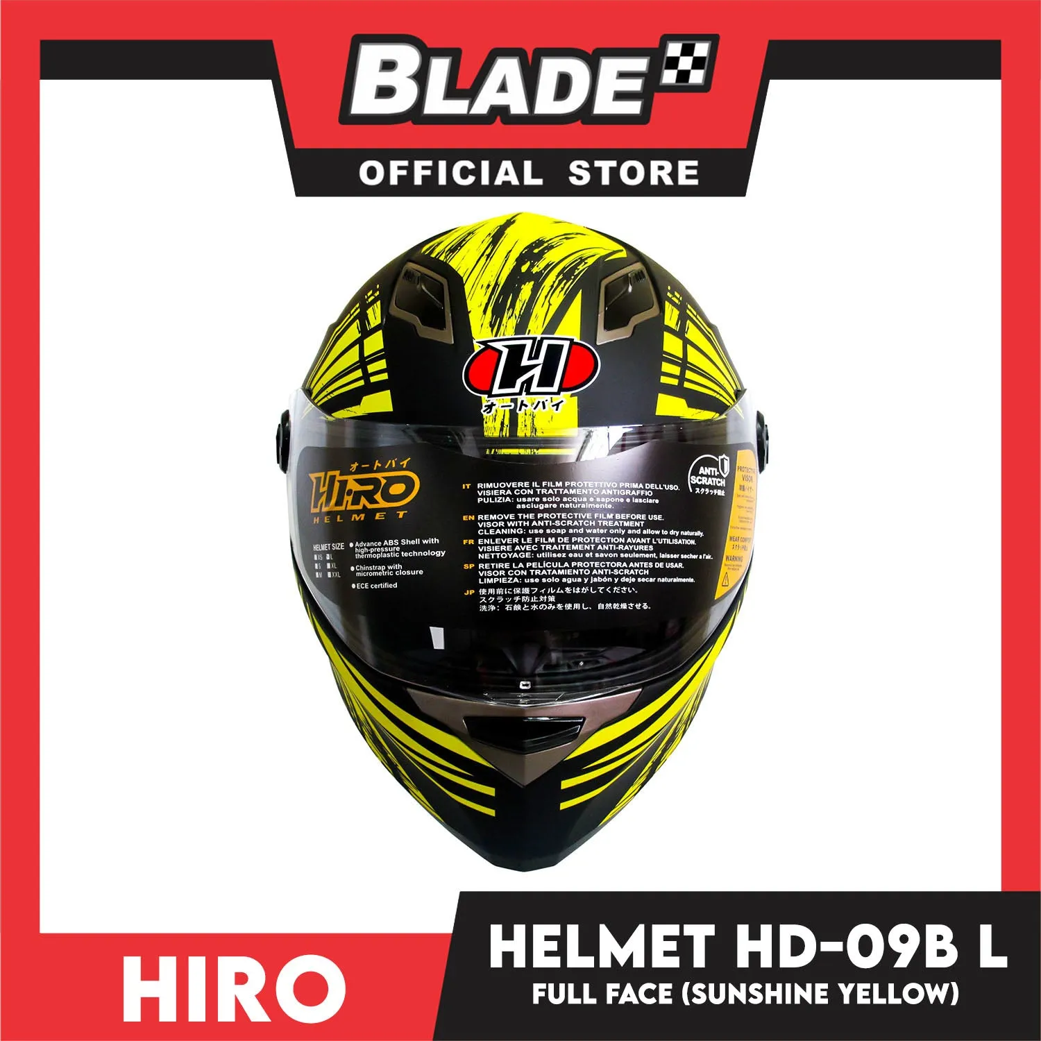 HIRO Helmet HD-09B Sunshine Yellow (Full face) Large