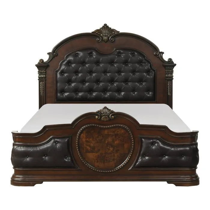 Homelegance Antoinetta Queen Panel Bed in Warm Cherry 1919-1*