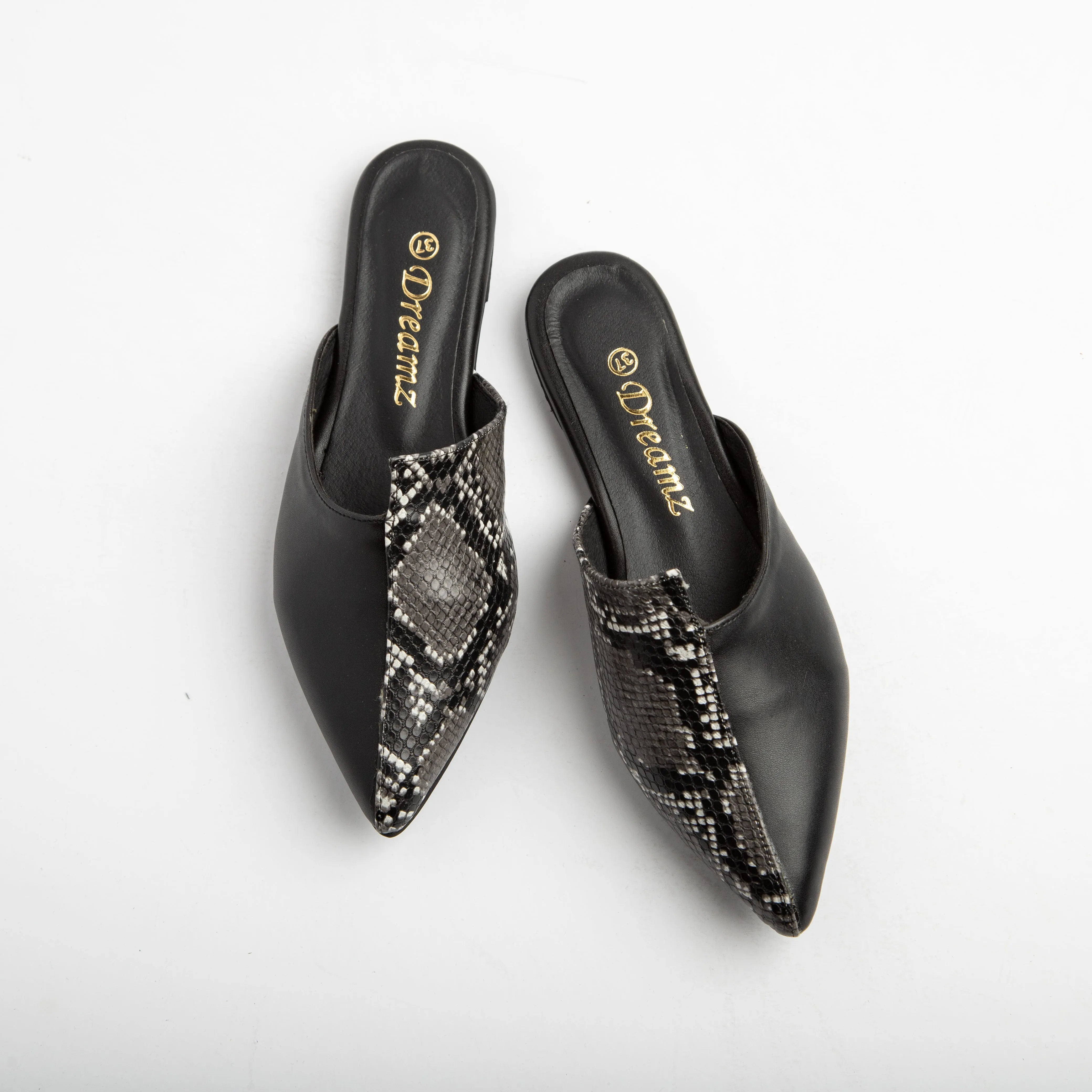 Hotta | Shiny Summer Mules - black