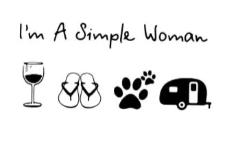 I'm A Simple Woman, Wine, Flip Flops, Paws, Camper Gray Unisex Short Sleeve T-shirt