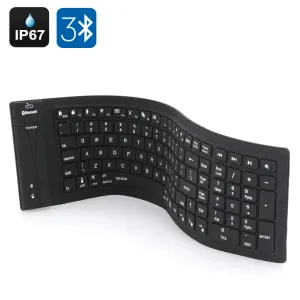 IP67 Bluetooth Wireless Keyboard - Supports PC, Mac, Android   IOS, Flexible Foldable Silicone, Waterproof, Dirt   Dustproof