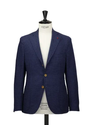 Isaia Blue Wool & Cashmere Gingham-Check Country Jacket