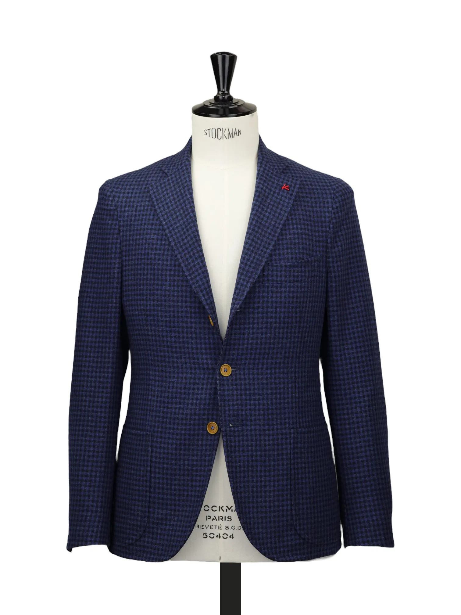 Isaia Blue Wool & Cashmere Gingham-Check Country Jacket