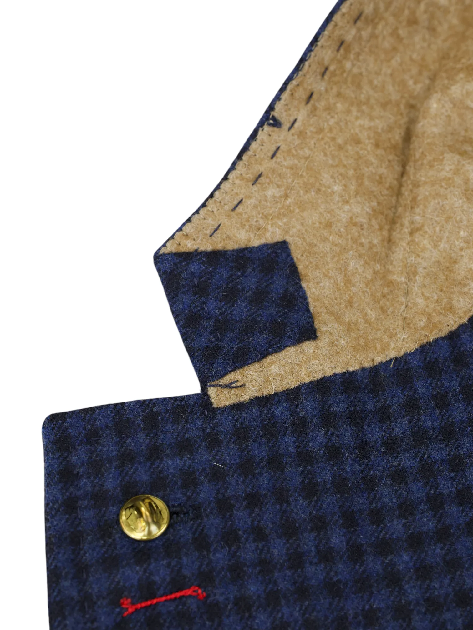 Isaia Blue Wool & Cashmere Gingham-Check Country Jacket