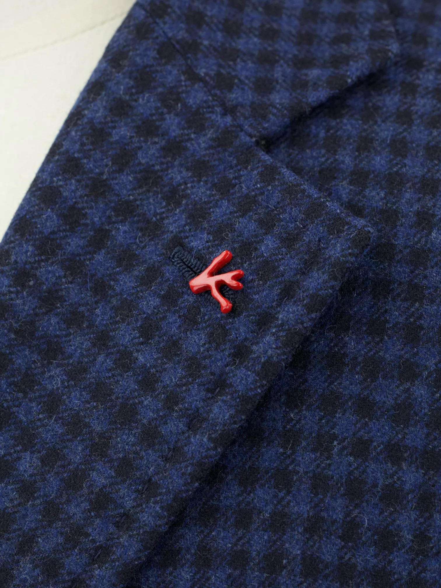 Isaia Blue Wool & Cashmere Gingham-Check Country Jacket