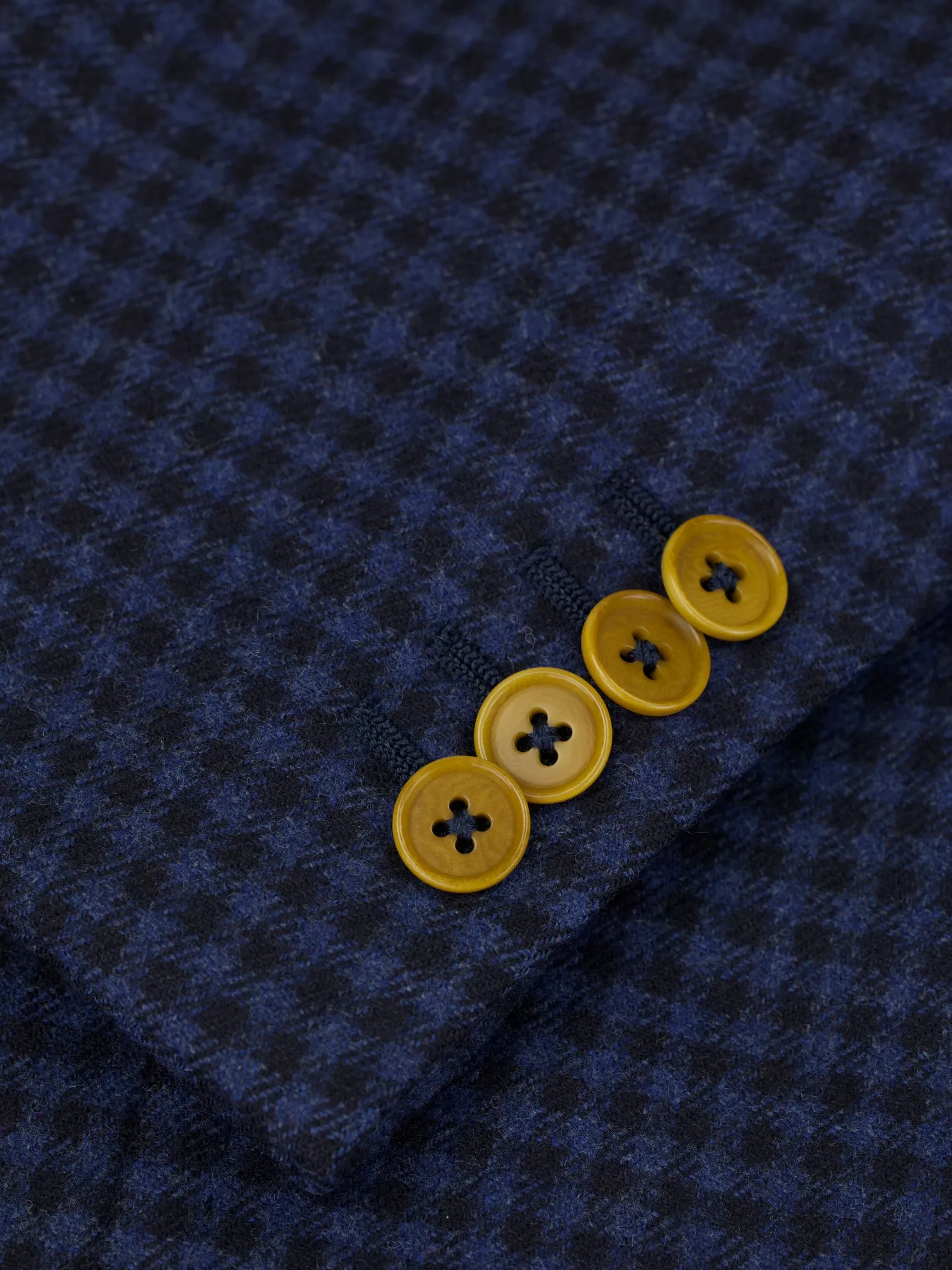Isaia Blue Wool & Cashmere Gingham-Check Country Jacket