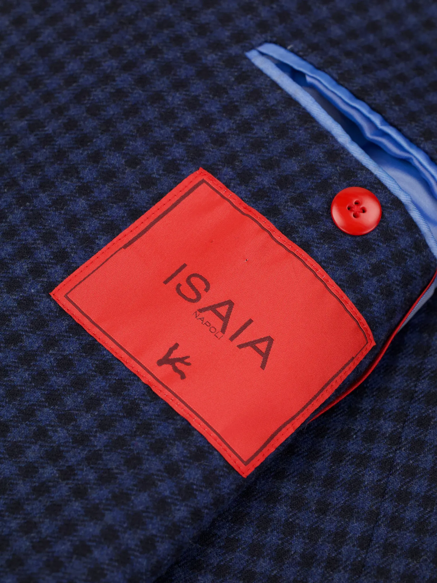 Isaia Blue Wool & Cashmere Gingham-Check Country Jacket