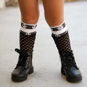 Jack Skull Stripes Mesh Knee High Socks Halloween Skulls for Girls