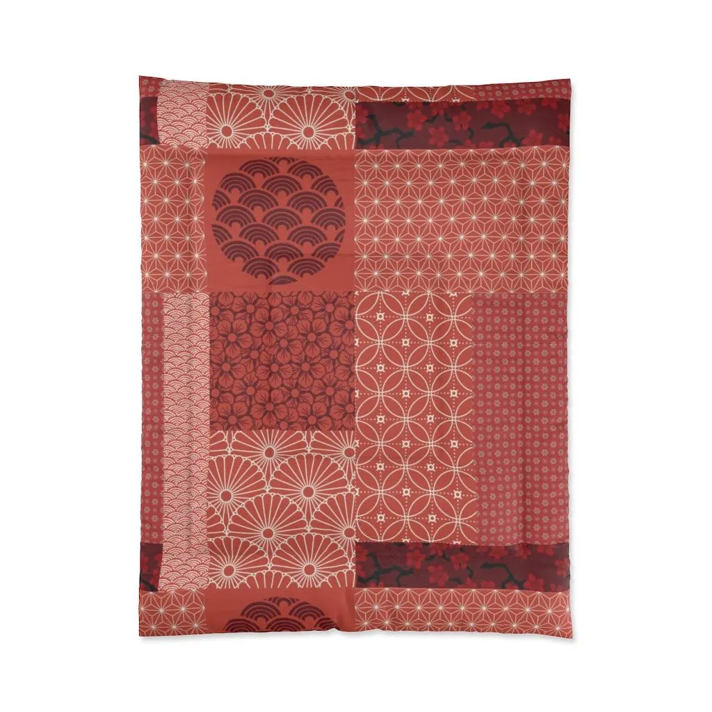 Japanese Red Rising Sun Patchwork Comforter