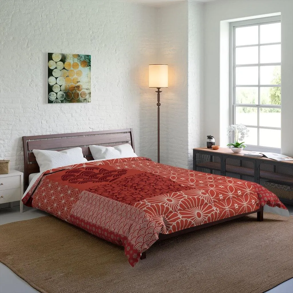 Japanese Red Rising Sun Patchwork Comforter