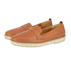 Klasik : Ladies Leather Espadrille Shoe in Oak Cayak
