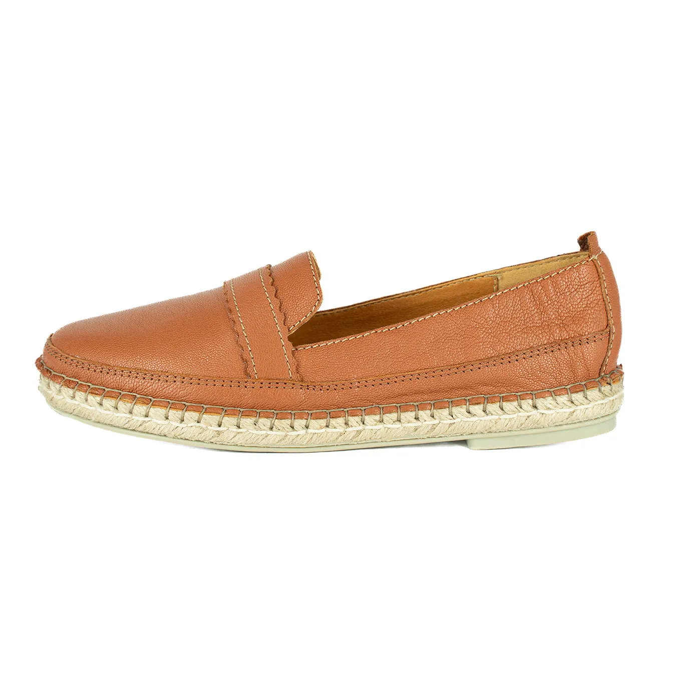 Klasik : Ladies Leather Espadrille Shoe in Oak Cayak