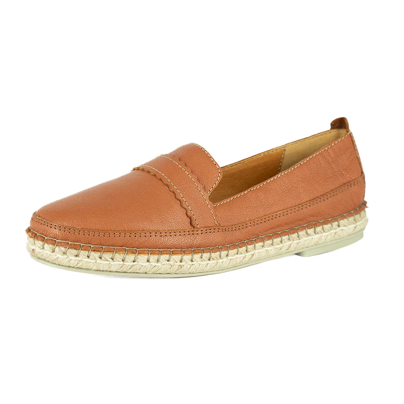 Klasik : Ladies Leather Espadrille Shoe in Oak Cayak