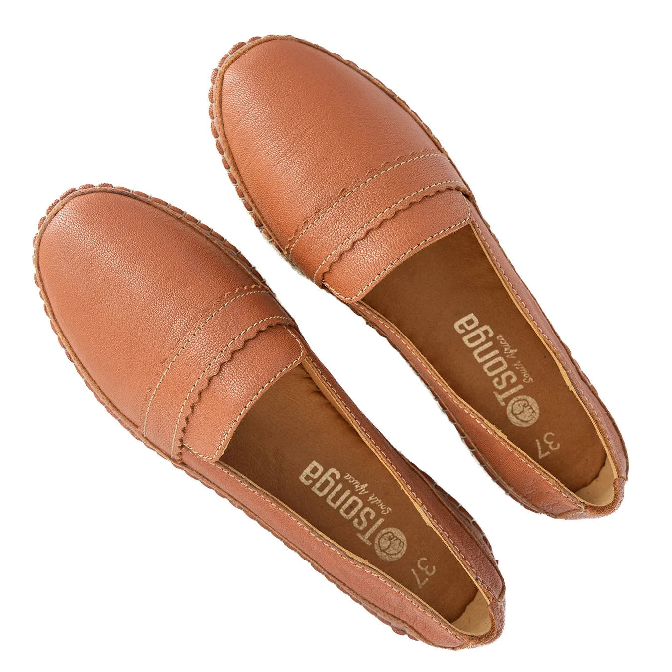 Klasik : Ladies Leather Espadrille Shoe in Oak Cayak
