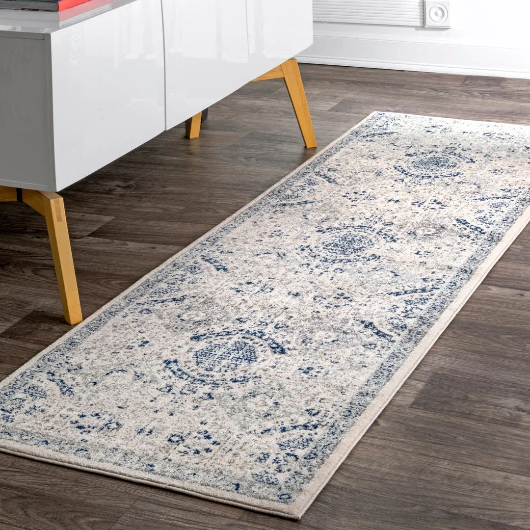 Kristine Power Loom Performance Oriental Blue Rug One Allium Way® Rug Size: Runner 2'6" x 10'
