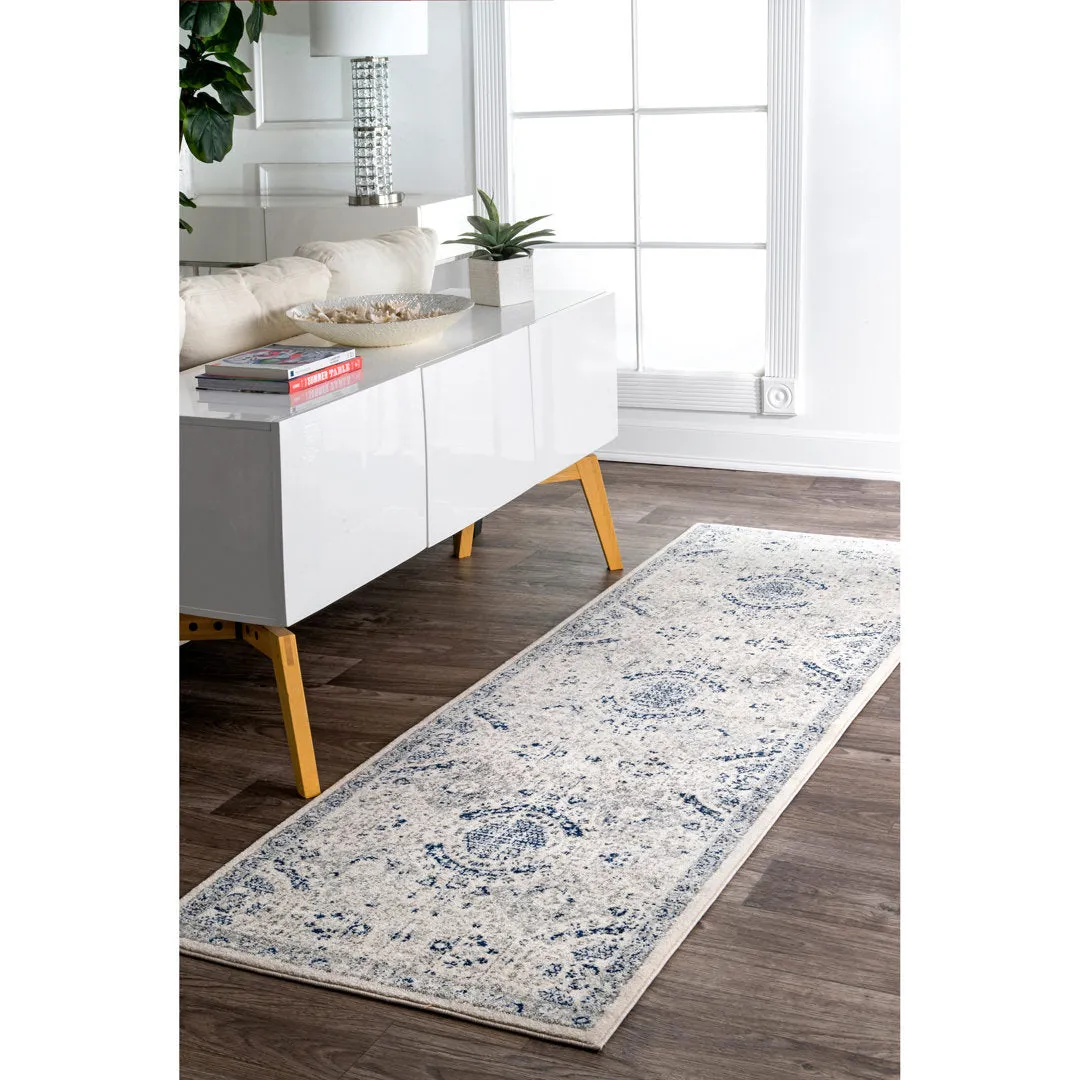 Kristine Power Loom Performance Oriental Blue Rug One Allium Way® Rug Size: Runner 2'6" x 10'