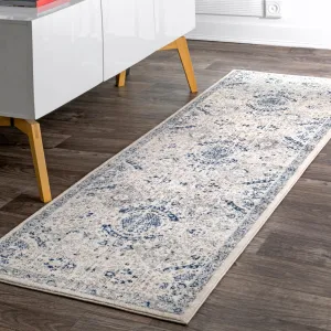 Kristine Power Loom Performance Oriental Blue Rug One Allium Way® Rug Size: Runner 2'6" x 10'