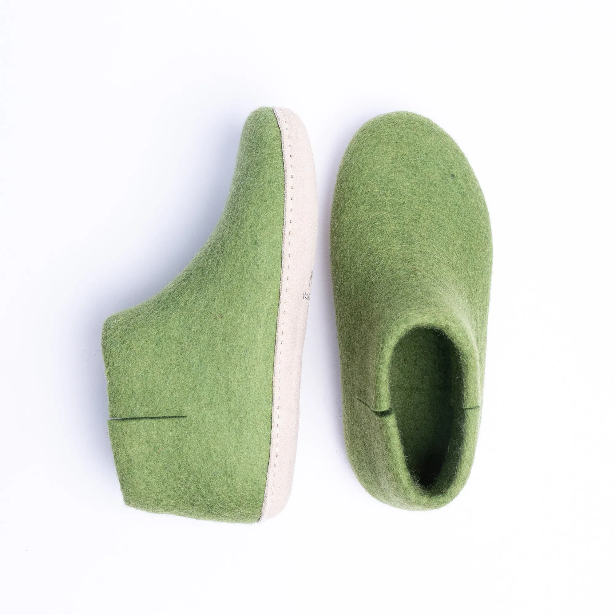 KUUMA – Light Green Wool Felt Boots for Men Warm, Non-Slip, Indoor Comfort