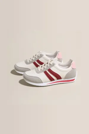 Lace Up Contrast Round Toe Flats Sneakers