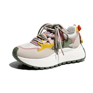 Lace Up Contrast Round Toe Platform Sneakers