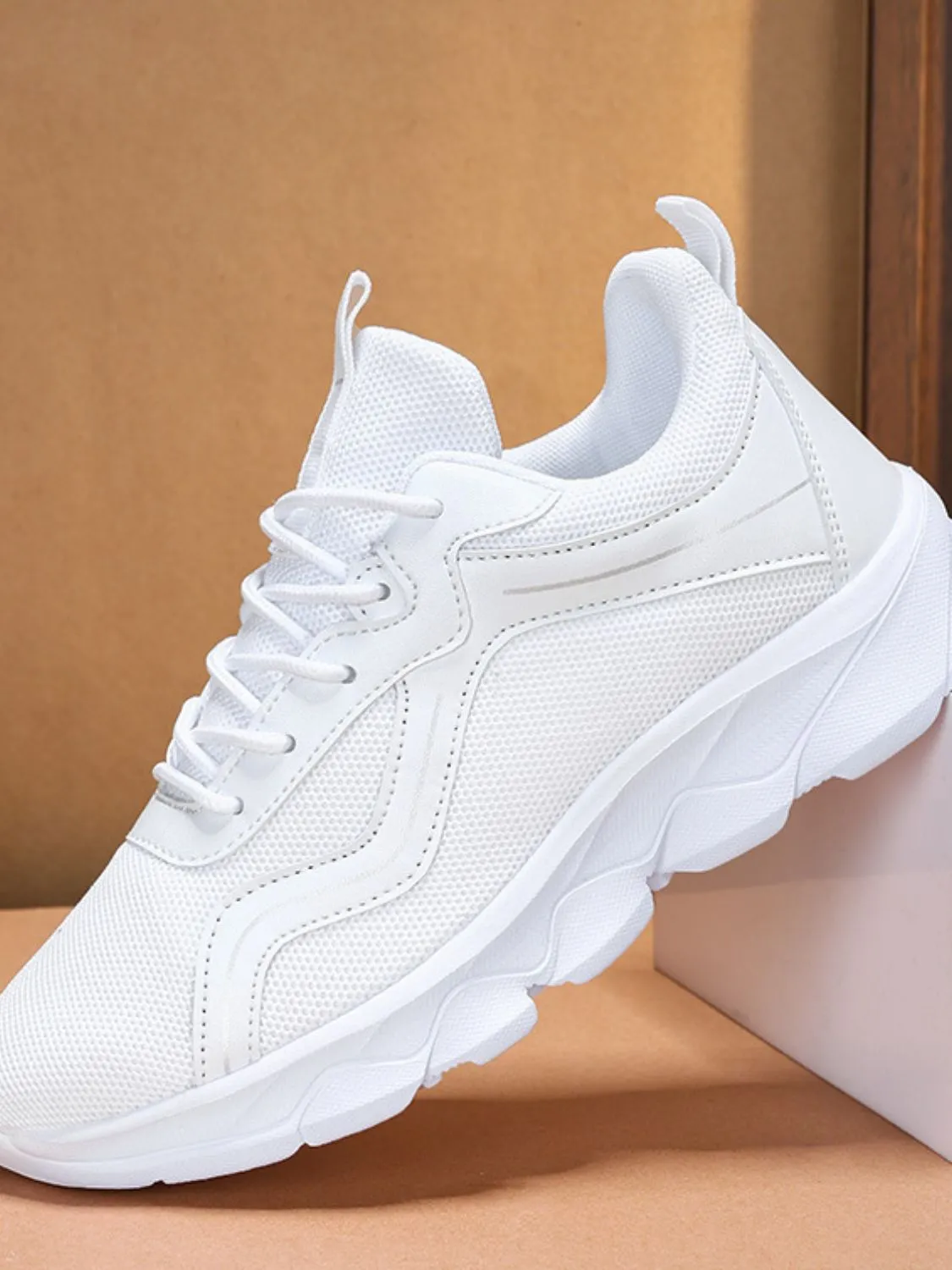 Lace Up Mesh Round Toe Platform Athletic