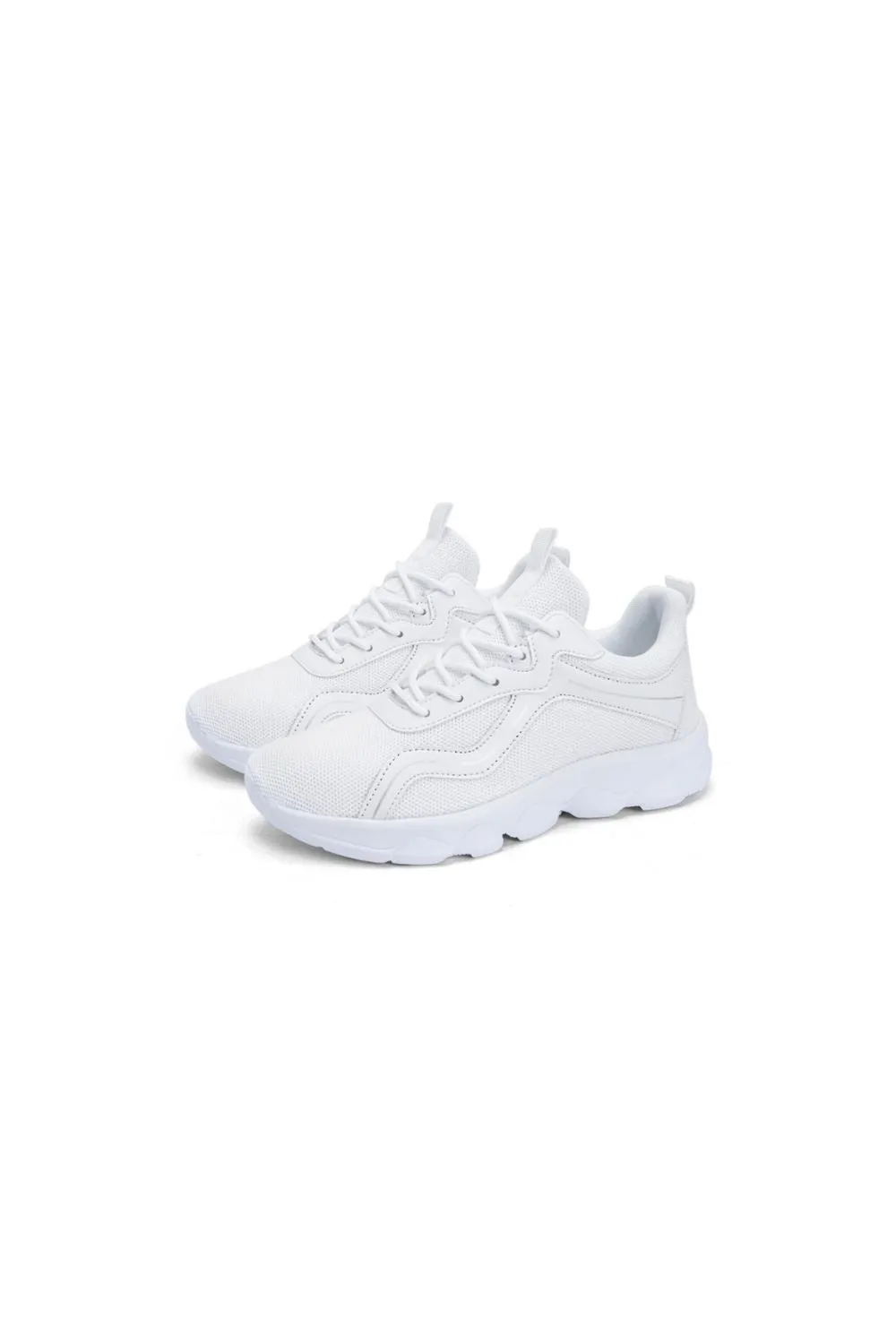 Lace Up Mesh Round Toe Platform Athletic