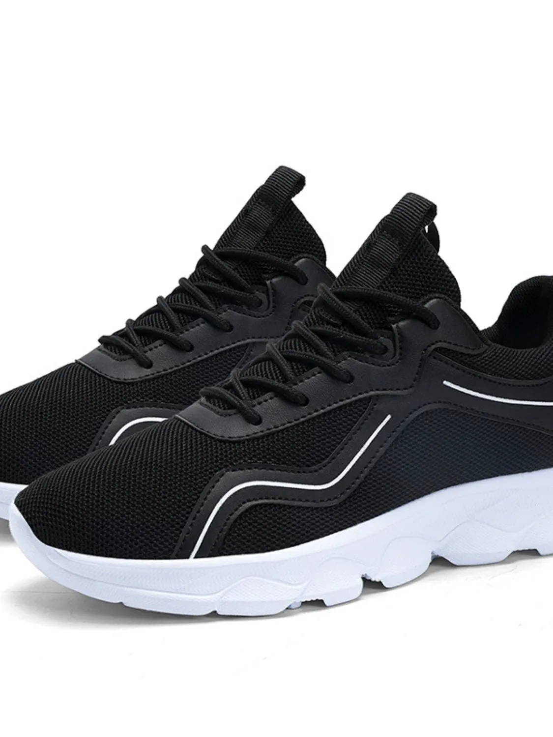 Lace Up Mesh Round Toe Platform Athletic