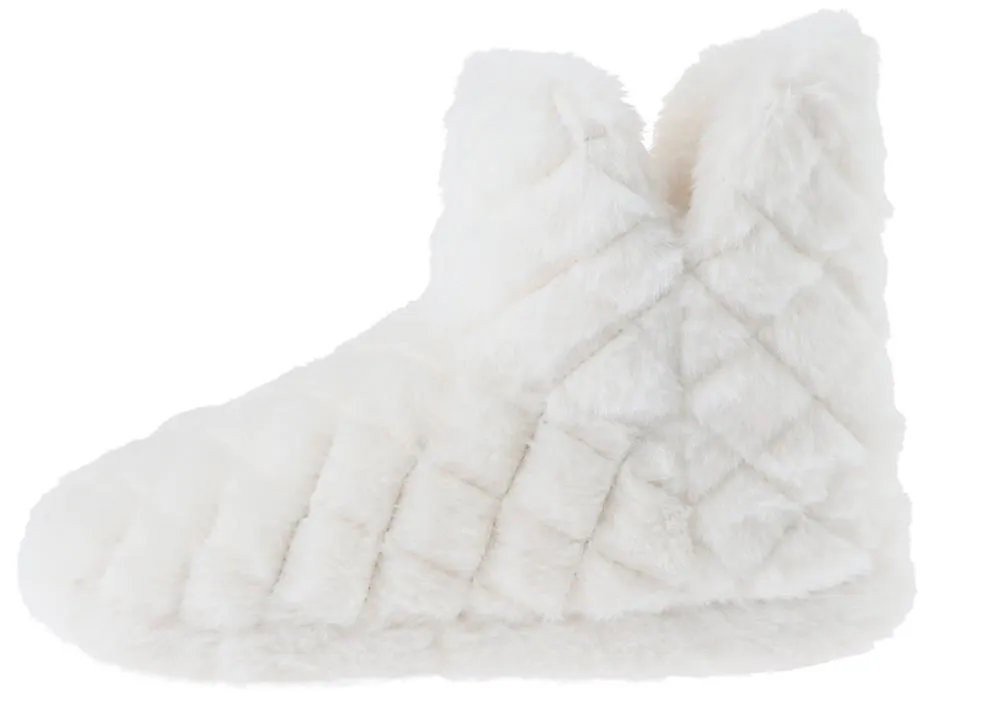 Ladies Quilted Faux Fur Slipper Boot