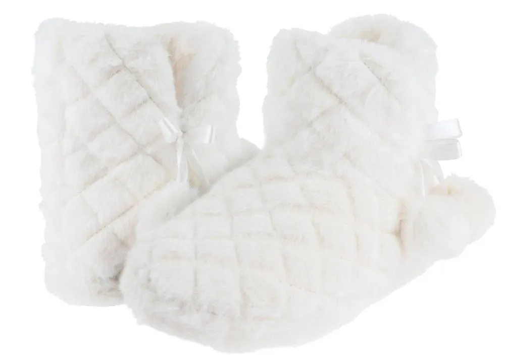 Ladies Quilted Faux Fur Slipper Boot