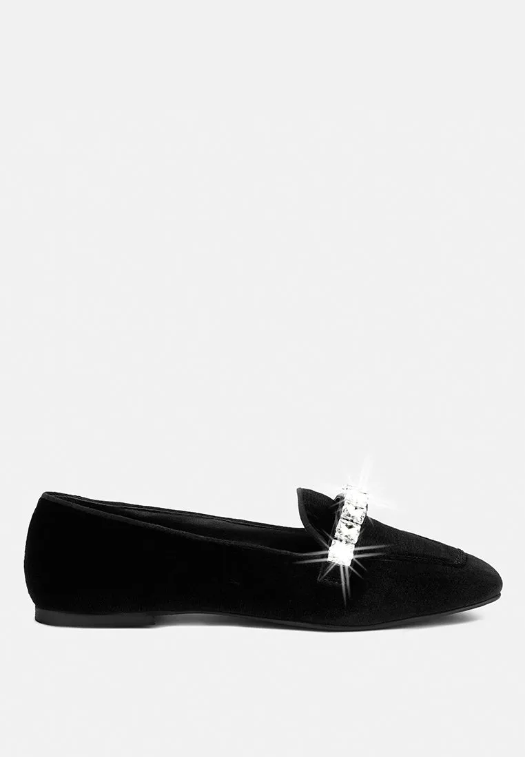 Lamington Handcrafted Velvet Diamante Loafers By Ruw