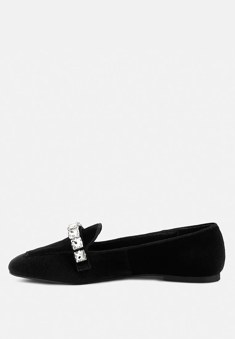 Lamington Handcrafted Velvet Diamante Loafers By Ruw