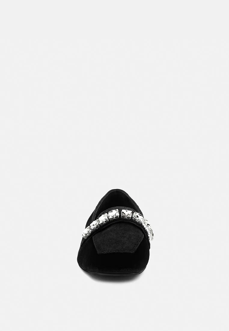 Lamington Handcrafted Velvet Diamante Loafers By Ruw