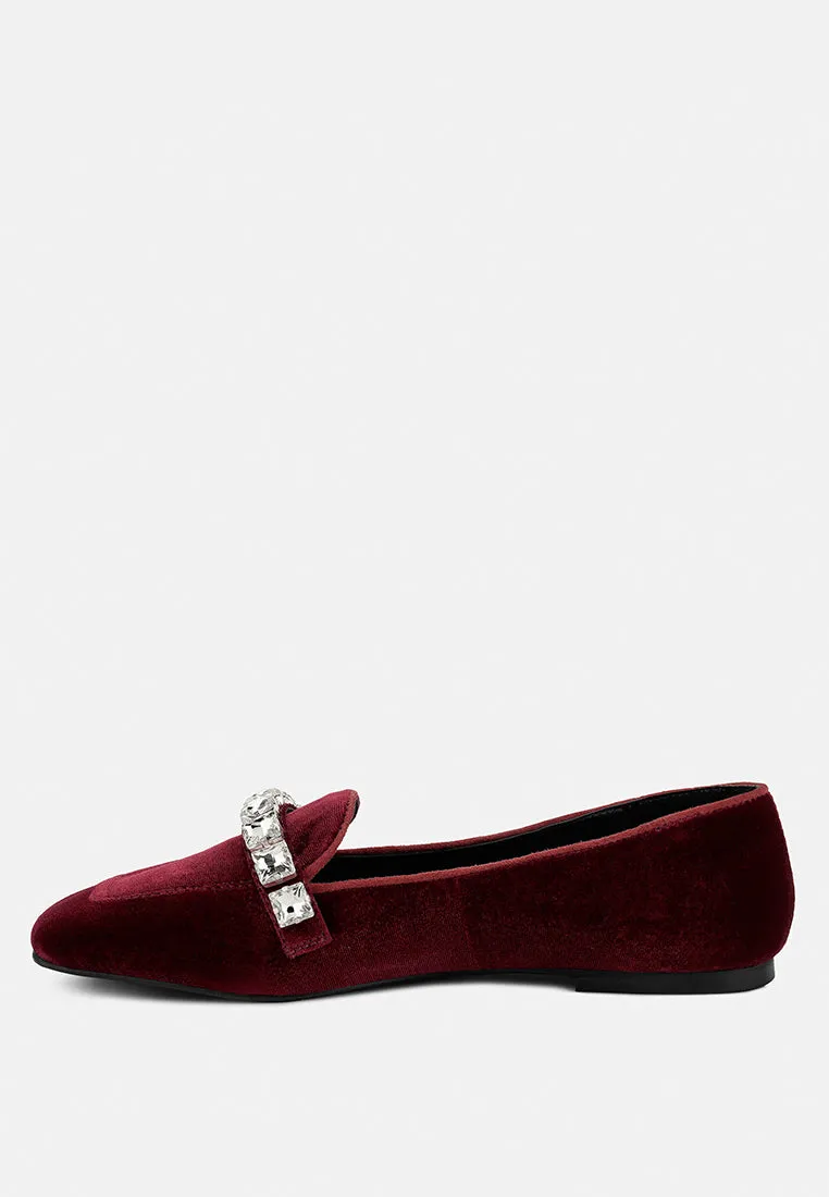 Lamington Handcrafted Velvet Diamante Loafers By Ruw