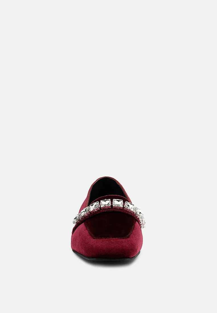 Lamington Handcrafted Velvet Diamante Loafers By Ruw
