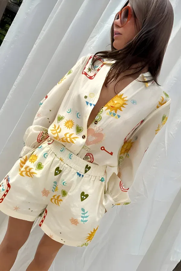 Larcy - Long Sleeve & Shorts Set