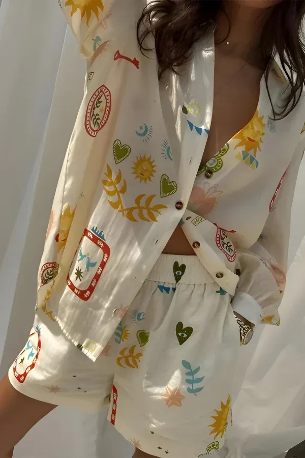 Larcy - Long Sleeve & Shorts Set
