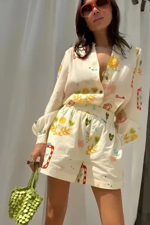 Larcy - Long Sleeve & Shorts Set