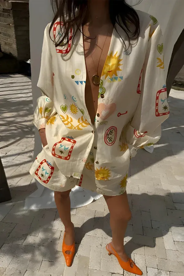 Larcy - Long Sleeve & Shorts Set