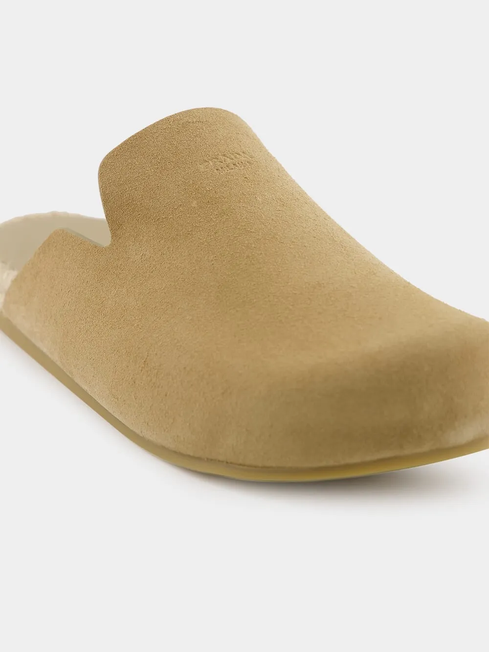 Light Brown Suede Mules