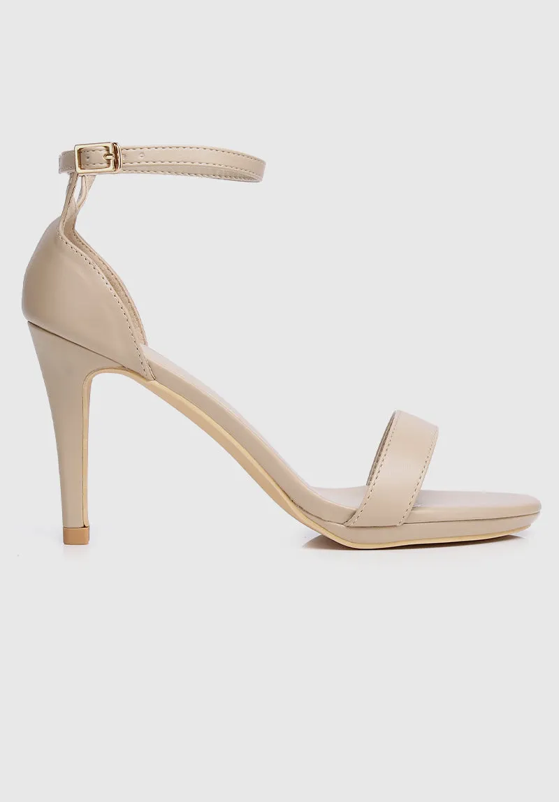 Lindsay Open Toe Heels (Tan)